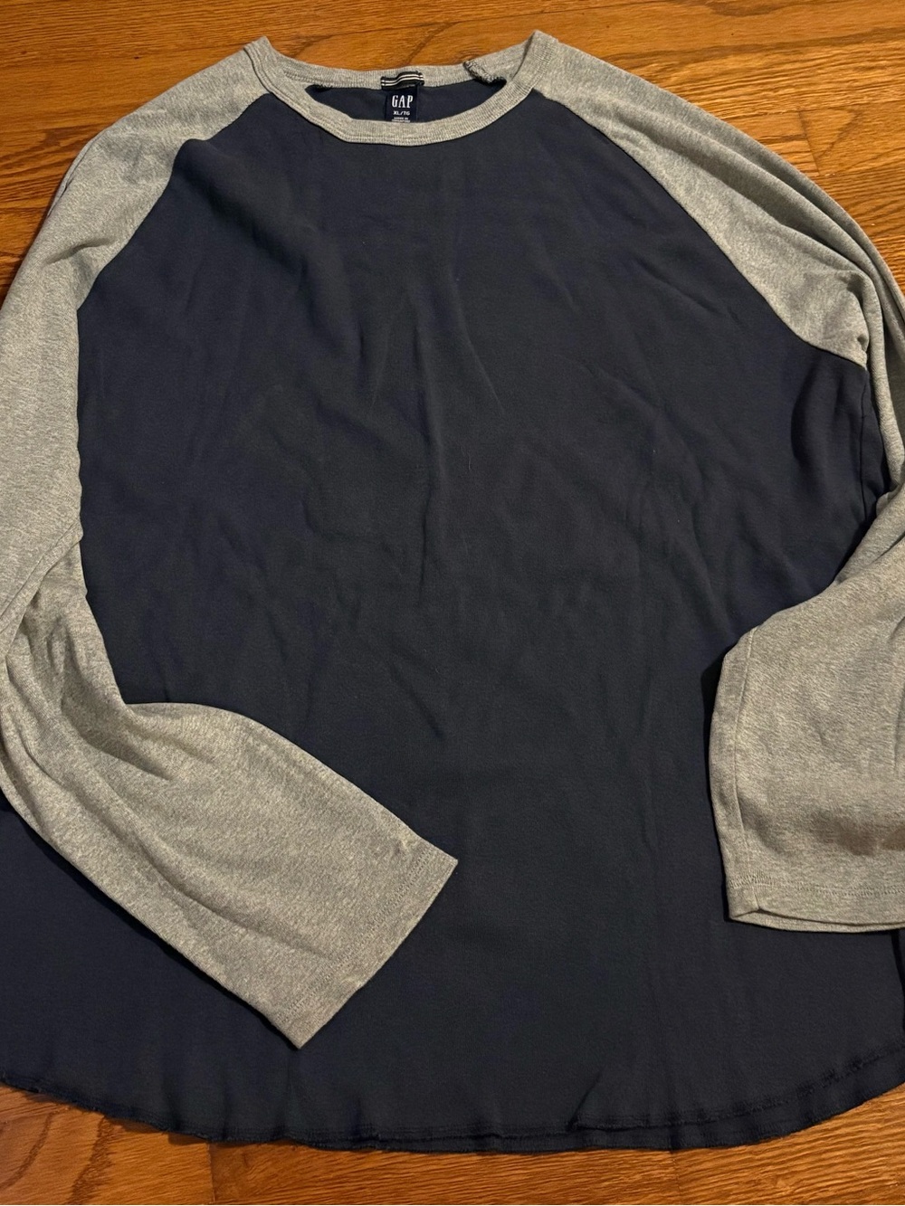 GAP Navy Body with Gray Raglan Long-Sleeve Tee